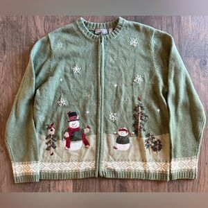 Croft & Barrow Olive Zip-Up Winter Cardigan Size XL